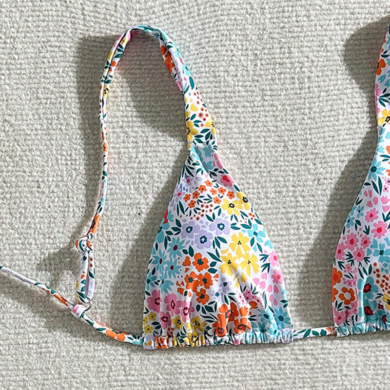 Damen Triangel-Bikini mit verstellbaren Trägern und floralem Design R&B