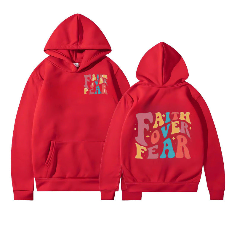 Damen Kapuzenpullover mit kreativem Schriftzug und weichem Innenfleece R&B