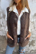 R&B | Sherpa Knopf Weste Jacke