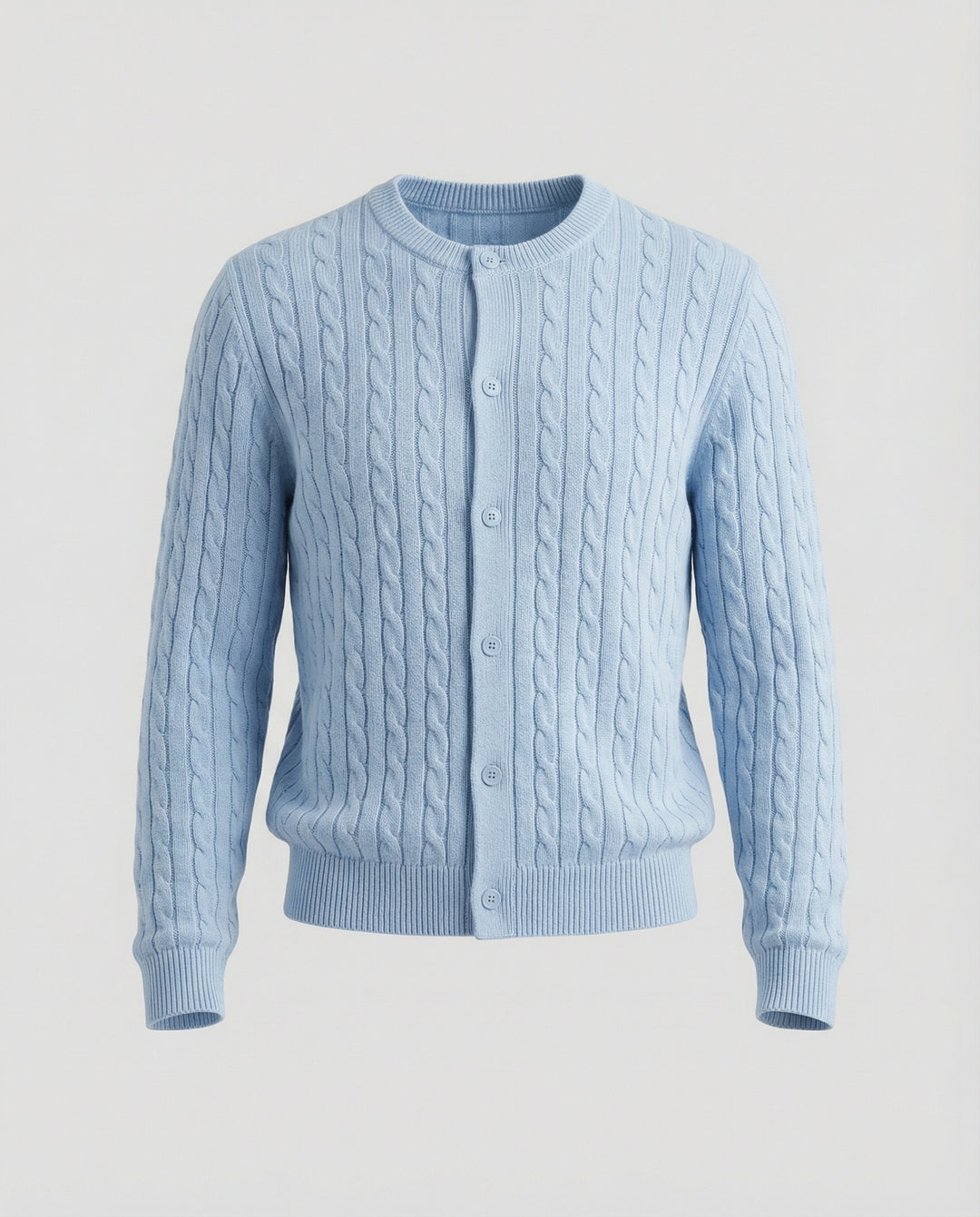 Damen kurzes Zopfmuster-Cardigan mit Rundhalsausschnitt und minimalistischer Knopfleiste R&B