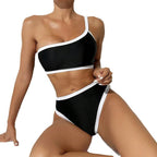 Damen Einteiliger Bikini mit asymmetrischem Schnitt und breitem Bund R&B
