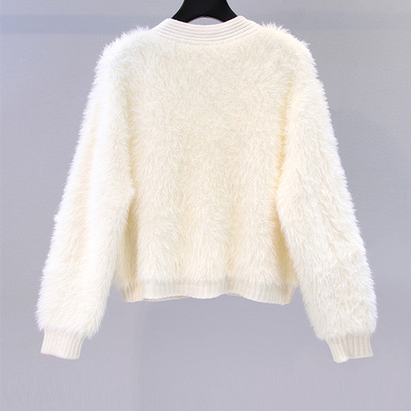 Damen Flauschiger Kurz-Cardigan mit dezenten Knopfdetails R&B