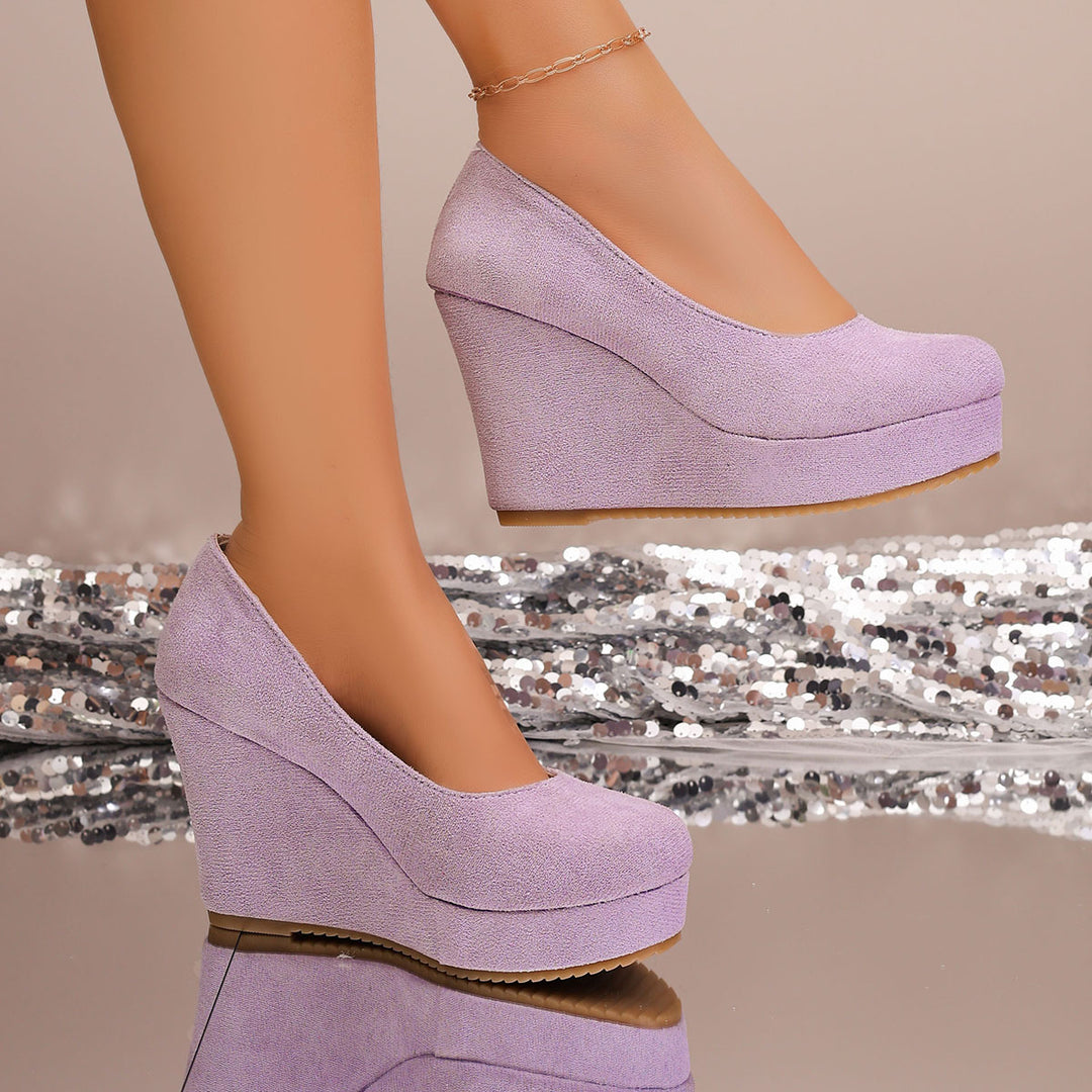 Damen Wedge-Pumps mit elegantem samtigem Obermaterial und komfortablem Fußbett R&B
