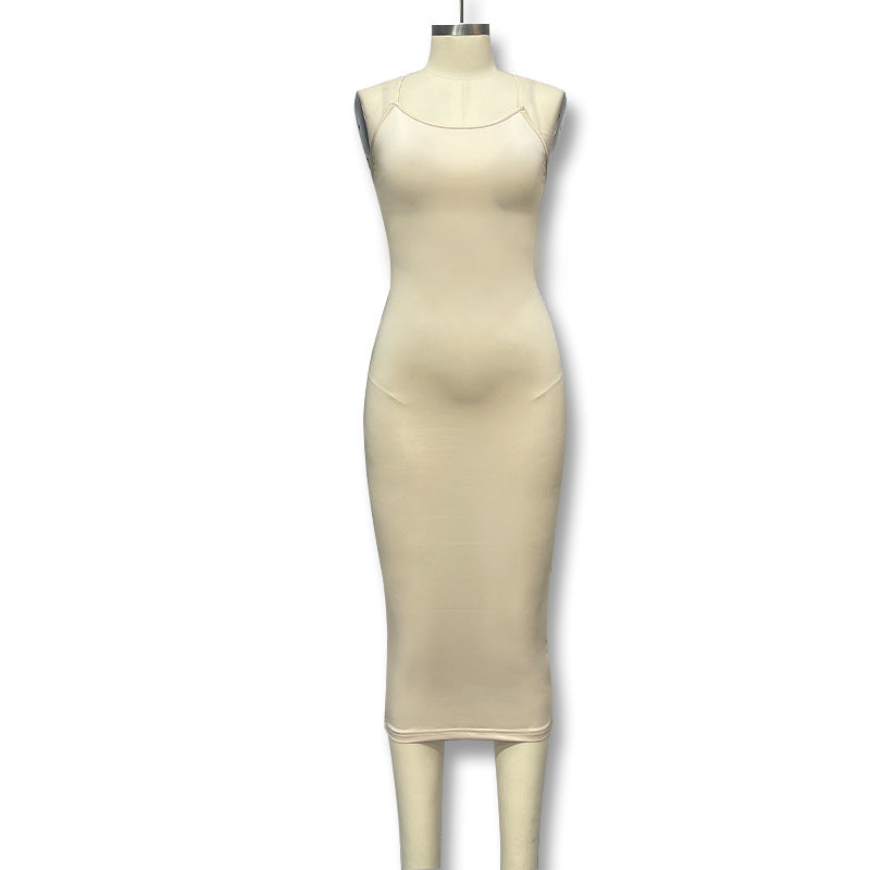 Damen Figurumspielendes Maxikleid mit Spaghettiträgern und elegantem Schnitt R&B