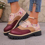 Damen Trendige Schnürschuhe mit floralem Muster und glänzenden Akzenten R&B