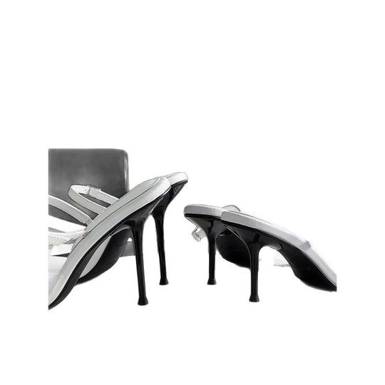 Damen transparente Slingback Sandalen mit elegantem Quadratabsatz R&B