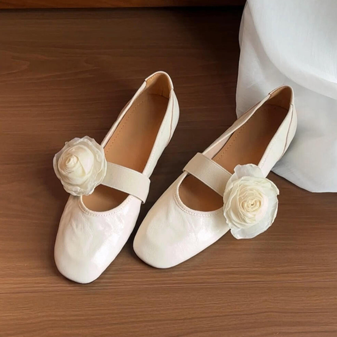 Damen Ballerina-Schuhe mit floralem Applikationsdesign und verstellbarem Riemen R&B