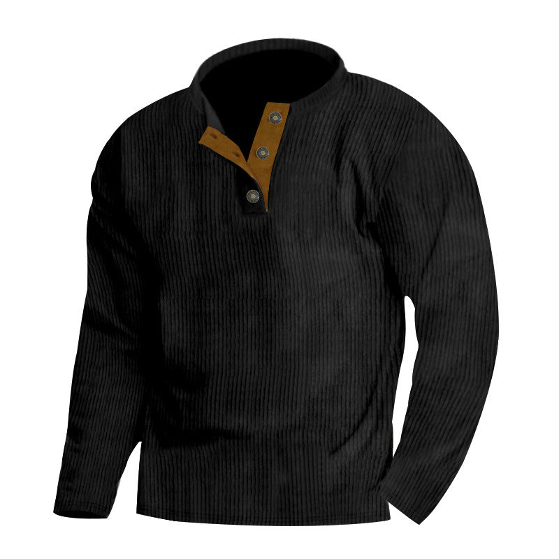 Herren Langarm-Pullover mit strukturierter Oberfläche und eleganter Knopfleiste R&B