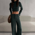 Damen Sportliche Lounge-Hose mit Cropped Oberteil R&B