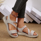 Damen sportliche Sandalen mit verstellbaren Riemen und ergonomischem Fußbett R&B