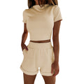 Frauen Freizeit Kurzarm-T-Shirt und Shorts Set R&B