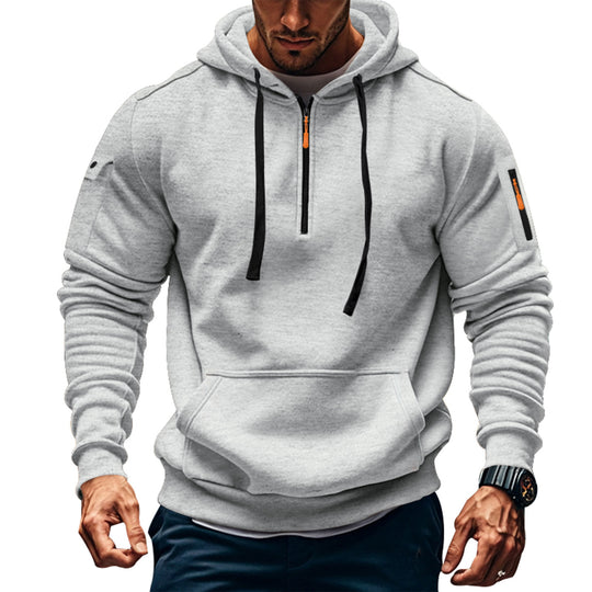 Herren Funktions-Hoodie mit halbem Reißverschluss und praktischen Taschen R&B