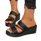 Damen Wedge-Pantoletten mit geflochtenen Riemen und ergonomischer Fußbettgestaltung R&B