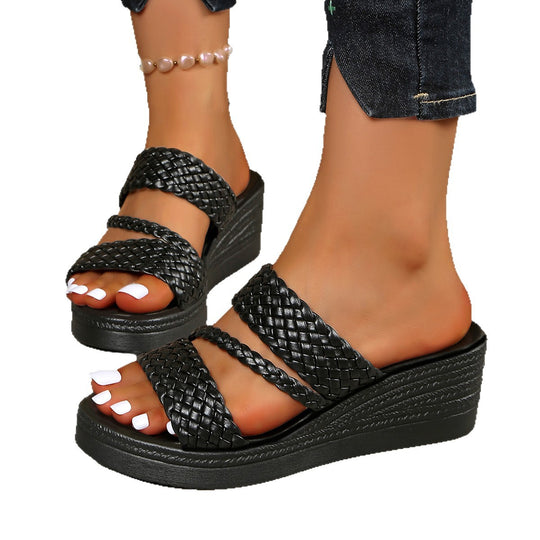 Damen Wedge-Pantoletten mit geflochtenen Riemen und ergonomischer Fußbettgestaltung R&B