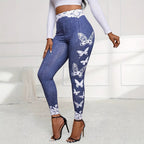 Damen Leggings mit hohem Taillenbund und femininen Spitzenakzenten R&B