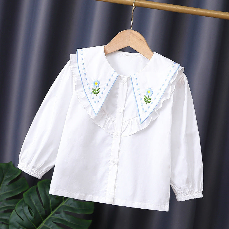 Mädchen Rüschenbluse mit besticktem Kragen R&B