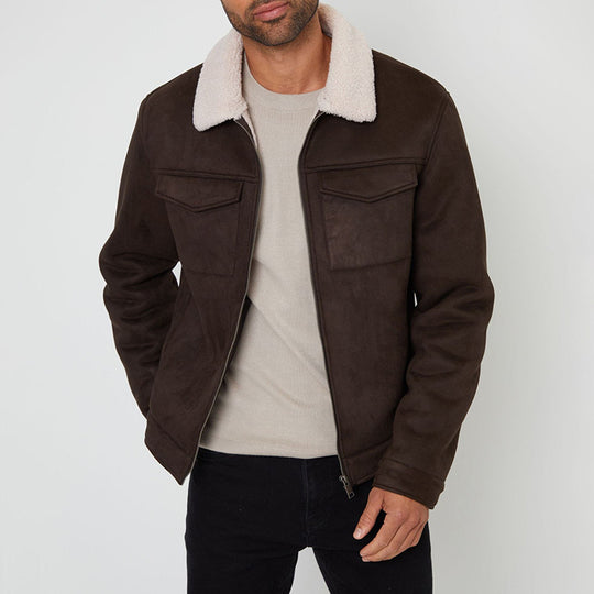 Herren Wildlederjacke mit warmem Kragen