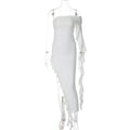 Damen elegantes Wickelkleid mit asymmetrischem Rüschendesign und dekorativem Oberteil R&B