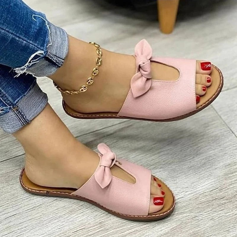 Damen offene Pantolette mit dekorativem Schleifendetail R&B