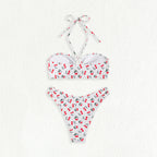 Damen Bandeau-Bikini-Set mit verspieltem Kirschmuster R&B