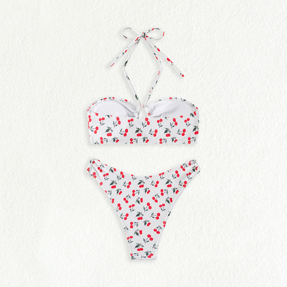 Damen Bandeau-Bikini-Set mit verspieltem Kirschmuster R&B