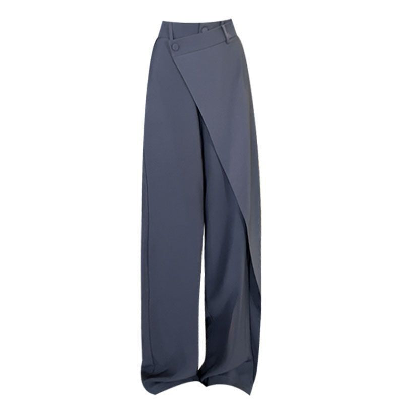 Damen elegante weit geschnittene Palazzo-Hose mit asymmetrischen Schnittdetails R&B