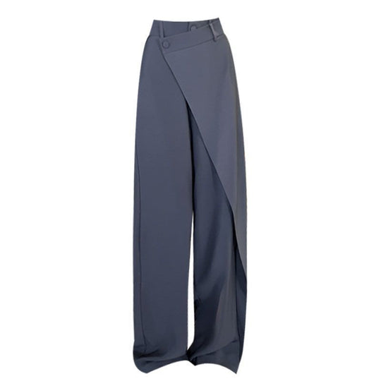 Damen elegante weit geschnittene Palazzo-Hose mit asymmetrischen Schnittdetails R&B