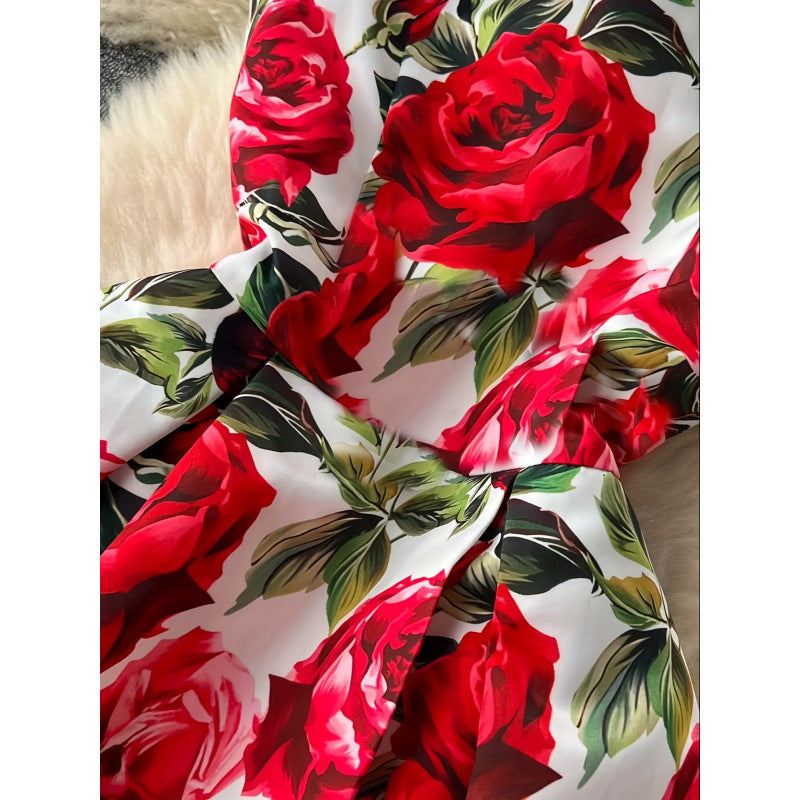 Damen A-Linien Kleid mit floralen Mustern und schwingendem Saum R&B