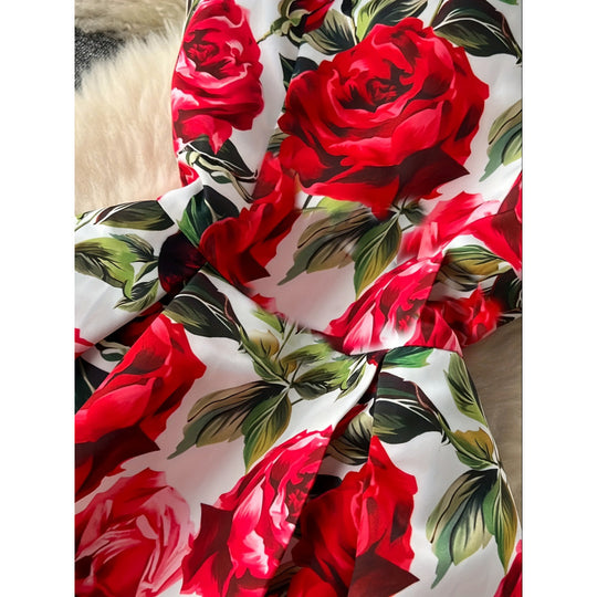 Damen A-Linien Kleid mit floralen Mustern und schwingendem Saum R&B