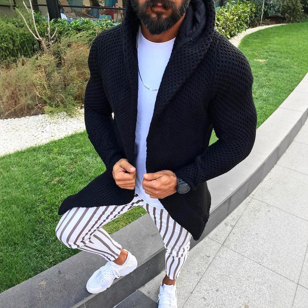 Herren lässiger Strickmantel mit strukturiertem Design und großzügigen Taschen R&B
