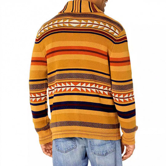 Herren Strickjacke mit geometrischem Muster und praktischen Taschen R&B