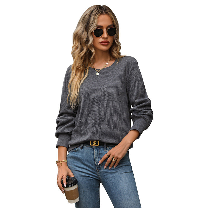 Damen modischer Sweatpullover mit strukturiertem Design und lässigem Schnitt R&B