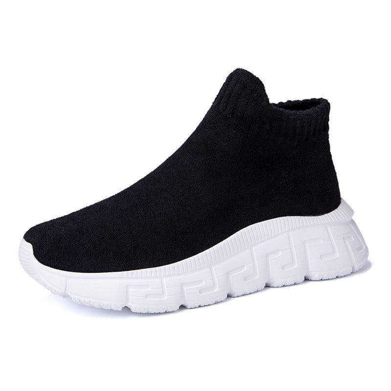 Damen nan kuscheliger Sock-Sneaker aus Teddy-Samt mit elastischem Schaft und stoßdämpfender Profilsohle R&B