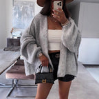 Damen lässiger Strickcardigan mit voluminösen Ärmeln und weichem Material R&B