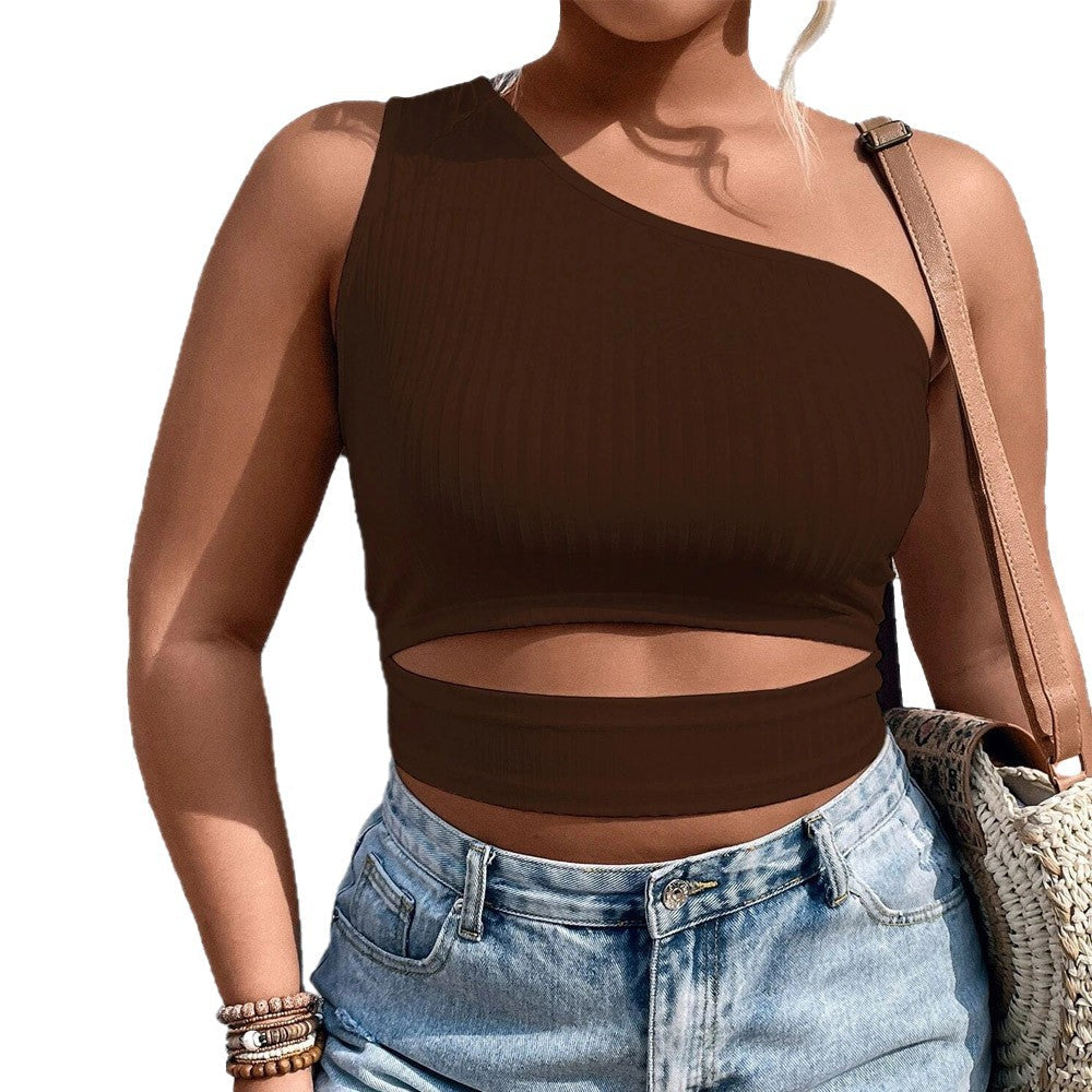 Damen Crop-Top mit asymmetrischem Schnitt und Cut-Out-Details R&B
