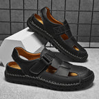 Herren Komfortable Leder-Sandalen mit verstellbaren Klettverschlüssen R&B