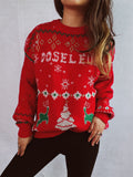 Damen Weihnachts-Pullover mit festlichem Motiv und Rundhalsausschnitt R&B