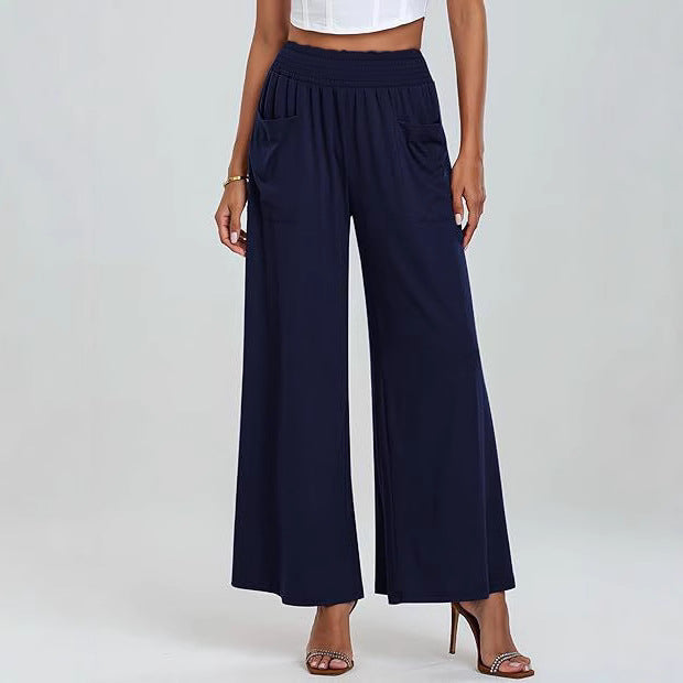 Damen Weit geschnittene Palazzo-Hose mit elastischem Bund und praktischen Taschen R&B