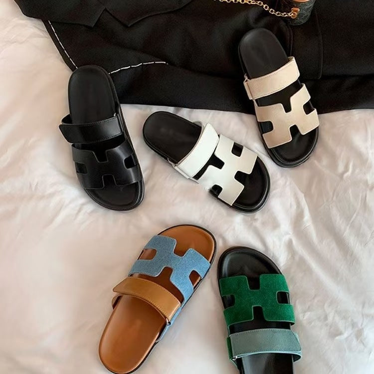 Damen Bequeme Sommer-Pantoletten mit ergonomischem Fußbett und modischen Riemen R&B