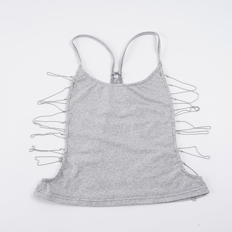 Damen lässiges Sporttop mit verstellbaren Trägern und dekorativem Detail R&B