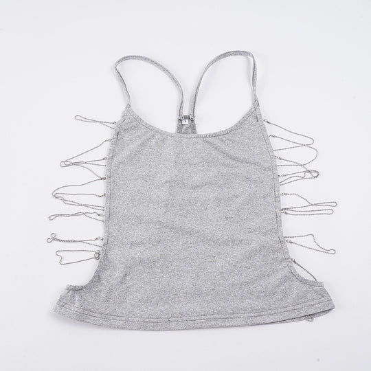 Damen lässiges Sporttop mit verstellbaren Trägern und dekorativem Detail R&B