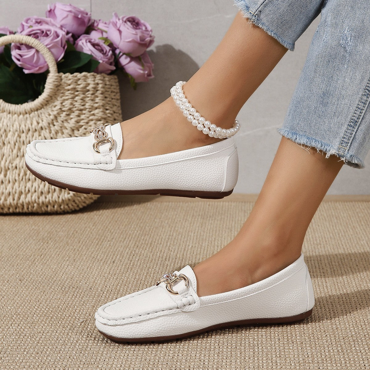 Damen Mokassins mit eleganter Kettenapplikation und komfortabler Laufsohle R&B