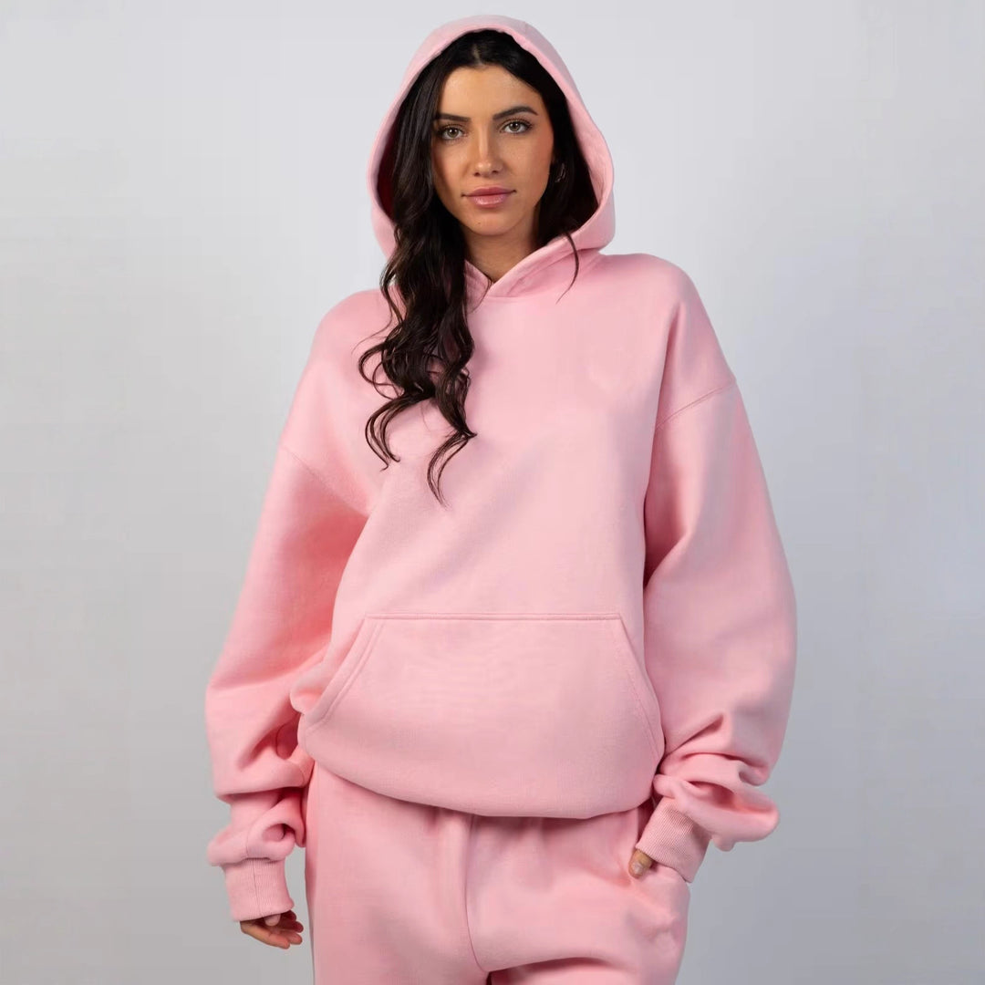 Damen lässiger Kapuzenpullover mit weitem Schnitt und Kängurutasche R&B