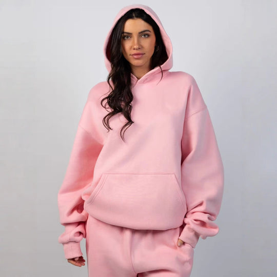 Damen lässiger Kapuzenpullover mit weitem Schnitt und Kängurutasche R&B