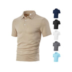 Herren nan körperbetontes Kurzarm-Polo aus elastischem Jacquardstrick mit Hemdkragen R&B