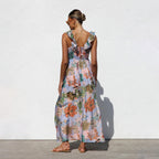 Damen Maxikleid mit Volantärmel und floralem Design R&B
