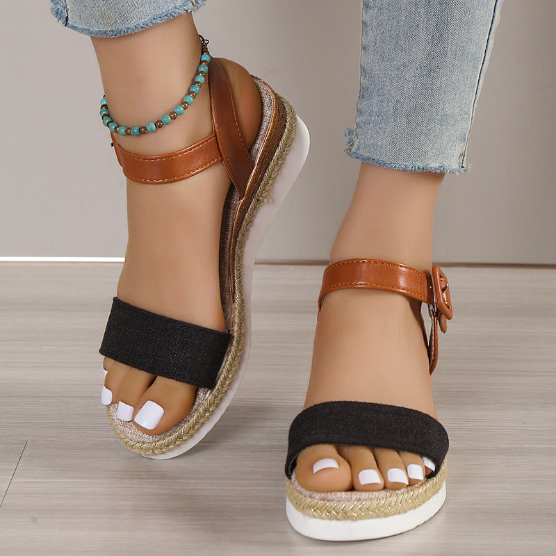Damen Wedge-Sandalen mit verstellbarem Riemen und rutschfester Sohle R&B