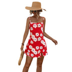 Damen Sommerliches Minikleid mit zarten Blumenmustern und verstellbaren Spaghetti-Trägern R&B