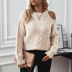 Damen Grobstrickpullover mit eleganter Struktur und modischen Puffärmeln