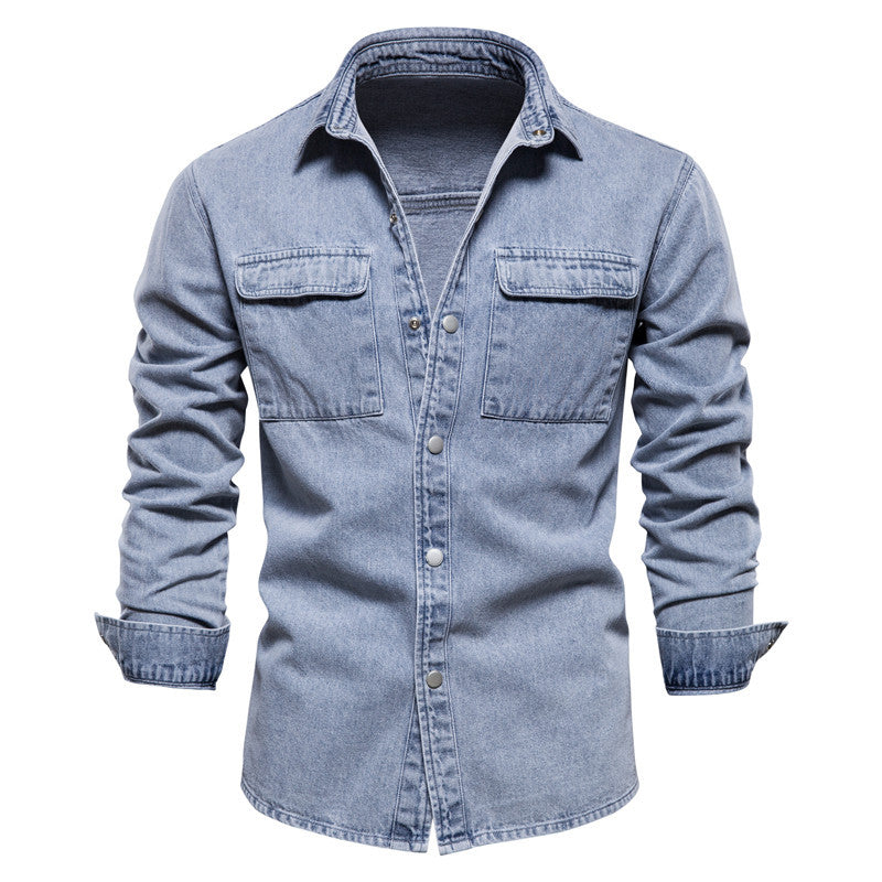 Herren Denim Hemd mit doppelten Brusttaschen und lässigem Schnitt